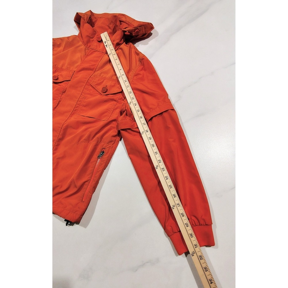 COACH New York Windbreaker Coat Jacket Orange Detach Sleeves  Small Hoodie - Picture 14 of 16